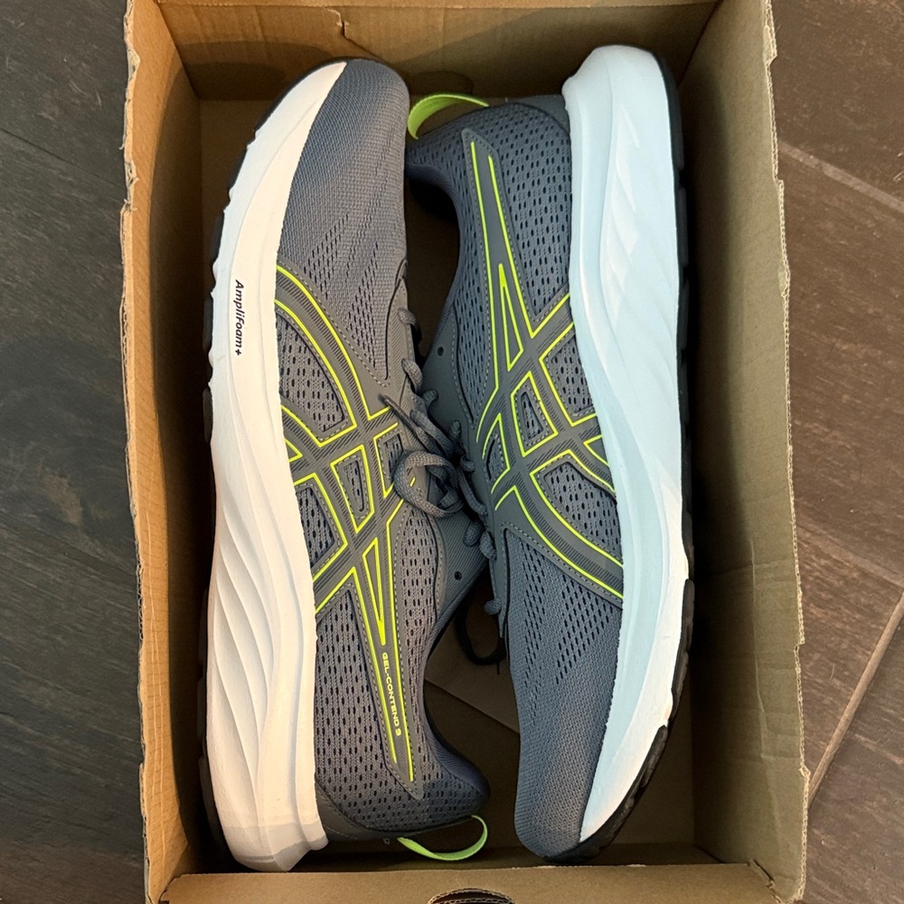 Asics Charcoal and Lime Athletic Sneakers